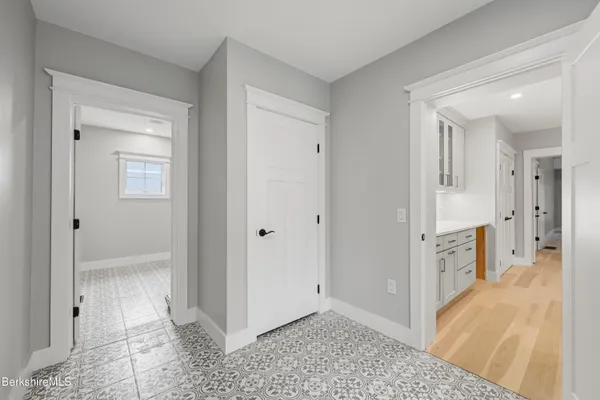 an aerial view of a house with a garden