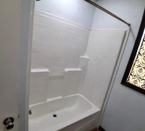 a bathroom with a bathtub