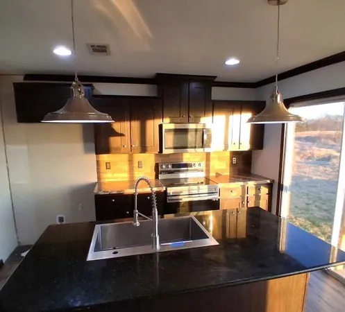 a room with lots of counter space