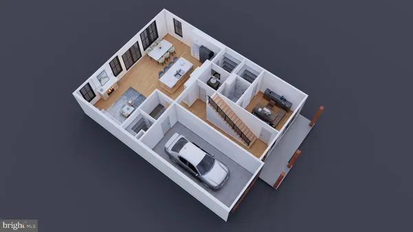 an aerial view of house with yard