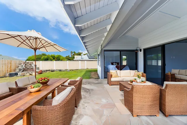 a outdoor space with patio lots of furniture