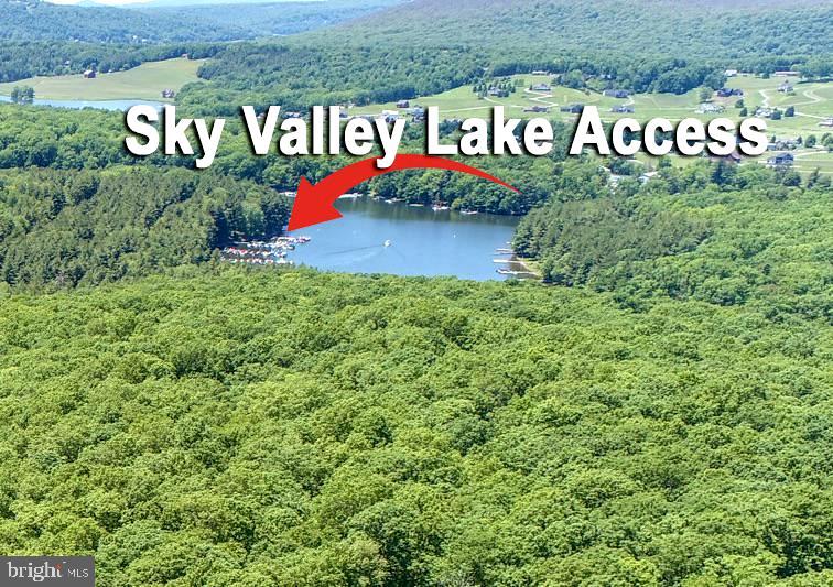 Aerial view of the boat dock  area of Sky Valley.