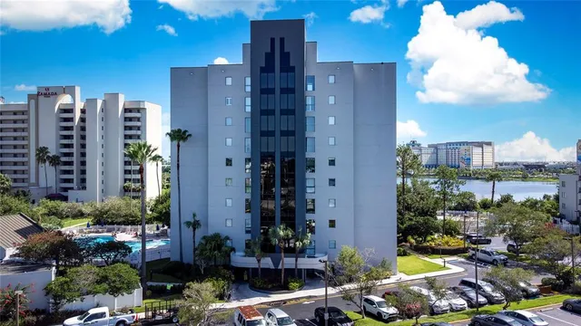 a view of a city with tall buildings