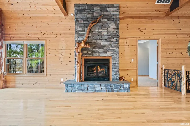 a view of a patio with wooden floor