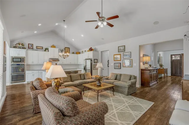 a living room with furniture