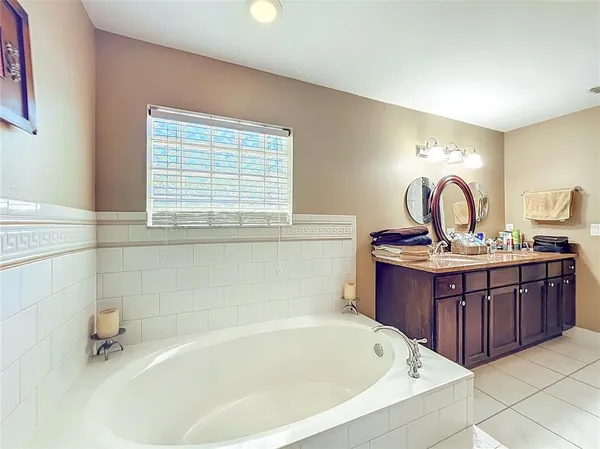 a backyard of a house with a garden and plants