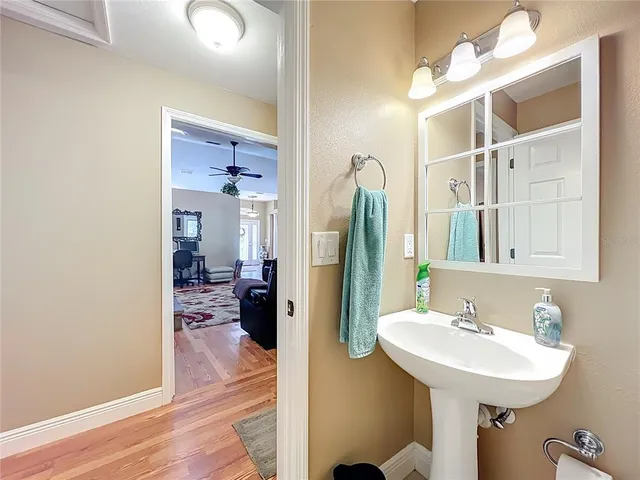 a view of a grassy area with an ocean