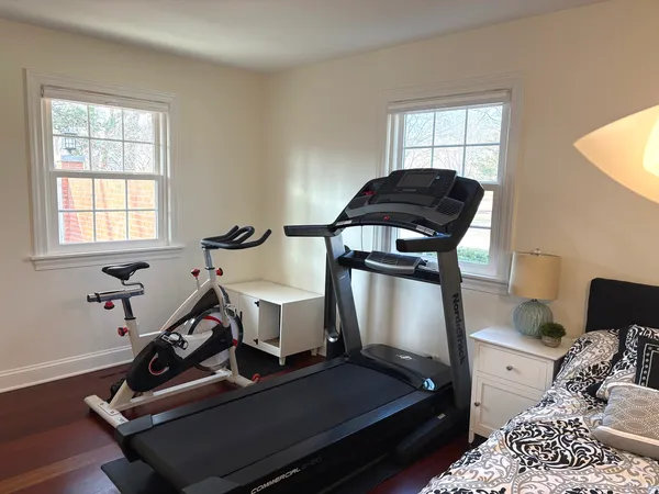 a view of a room with gym equipment