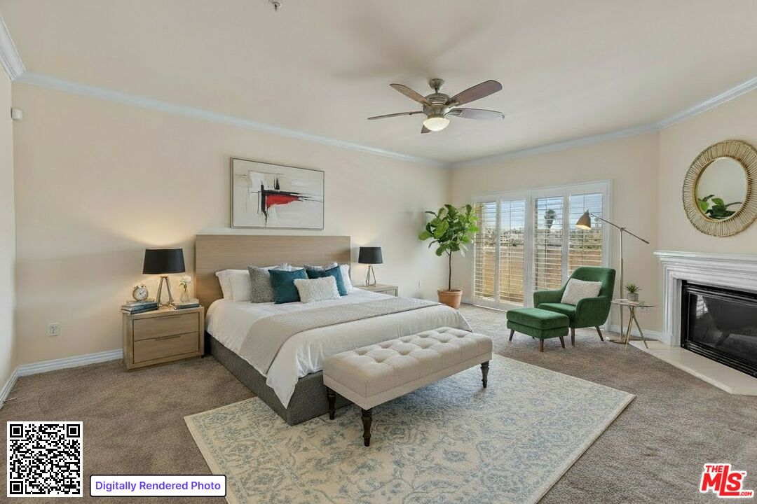 11540 Rochester Avenue, Unit 103 Los Angeles, CA 90025 - Photo 7 of 15 a spacious bedroom with a bed a table and chair