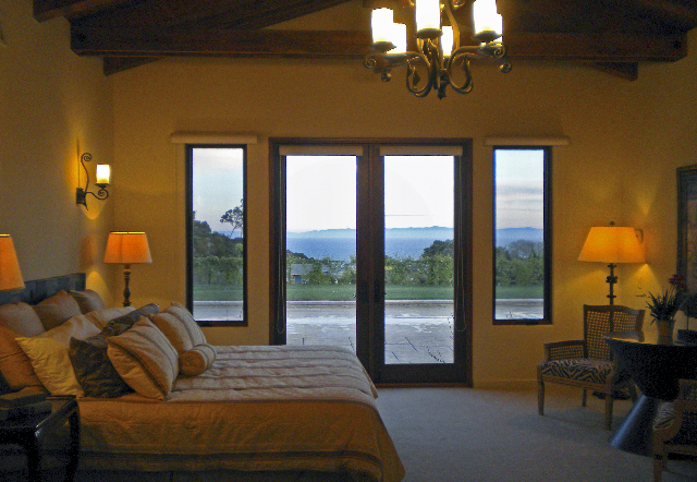 212 Alston Road Montecito, CA 93108 - Photo 6 of 19 a bedroom with a bed lamps and a large window