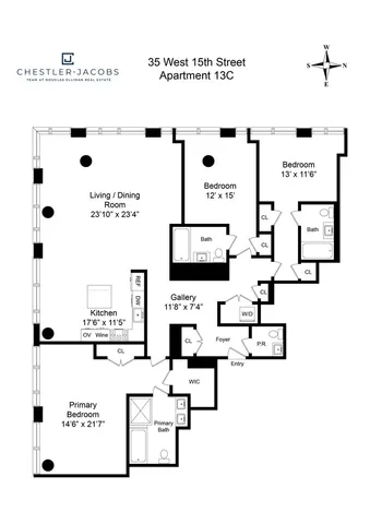 a view of a dining room with furniture wooden floor and a large window