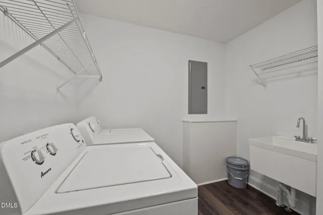 a utility room with dryer and washer