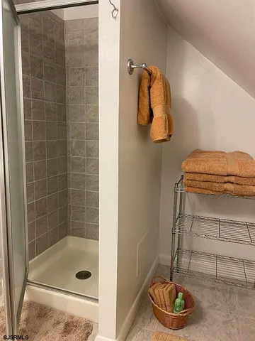 a bathroom with a sink and a shower
