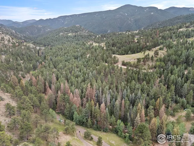 an aerial view of residential house and green space