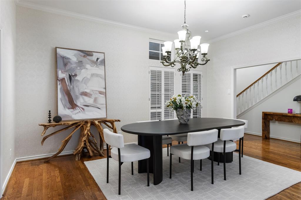 7 Queensview Court Dallas, TX 75225 - Photo 6 of 40 a view of a dining room with furniture and wooden floor