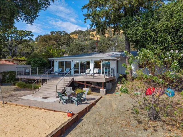 a view of a lake with outside space