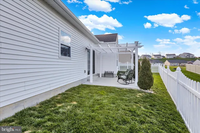 a view of a terrace with a garden