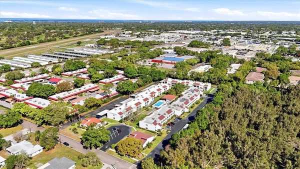 a view of city and green space