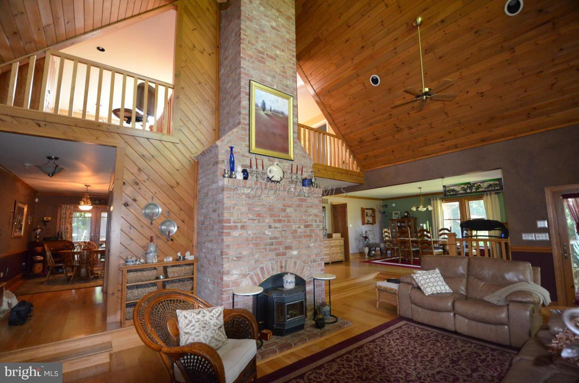 309 Silva Road Stockton, MD 21864 - Photo 11 of 67 a living room with fireplace furniture and a chandelier