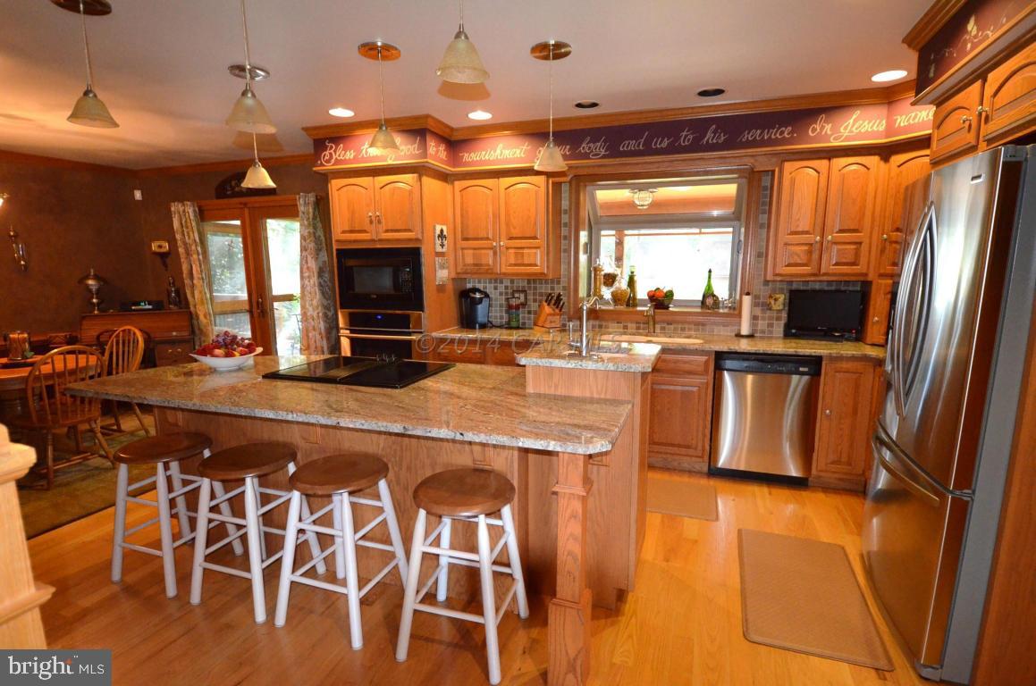 309 Silva Road Stockton, MD 21864 - Photo 21 of 67 a kitchen with stainless steel appliances granite countertop a stove a sink and a refrigerator