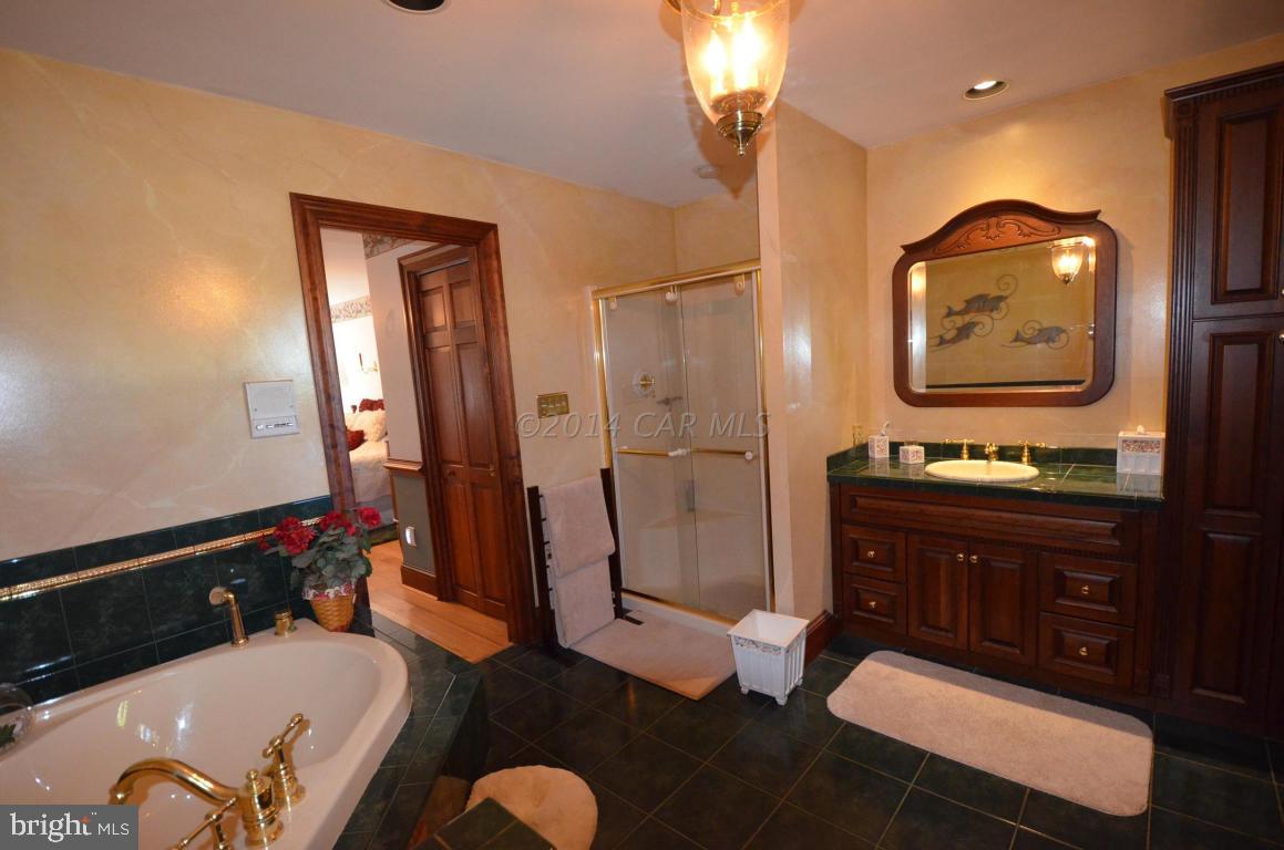 309 Silva Road Stockton, MD 21864 - Photo 32 of 67 a bathroom with a sink vanity granite and a mirror