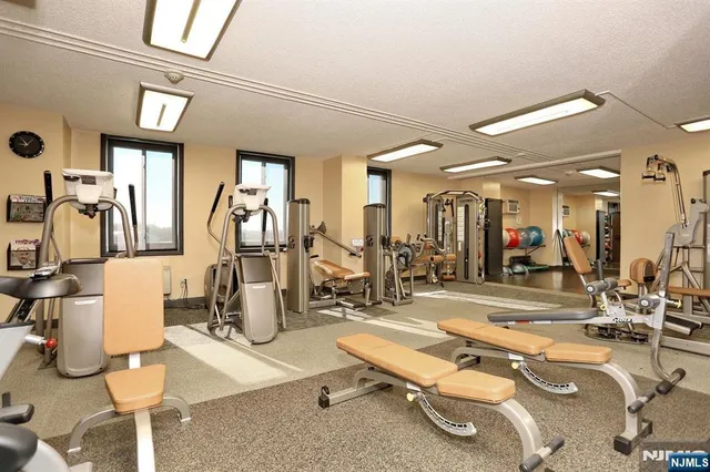 a view of a room with gym equipment