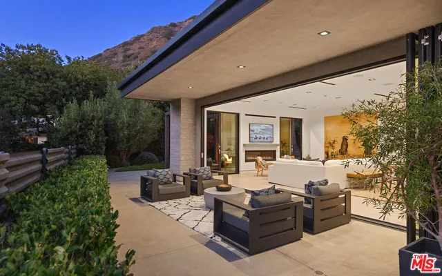 a building outdoor space with patio furniture