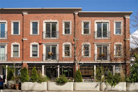 a front view of a multi story building