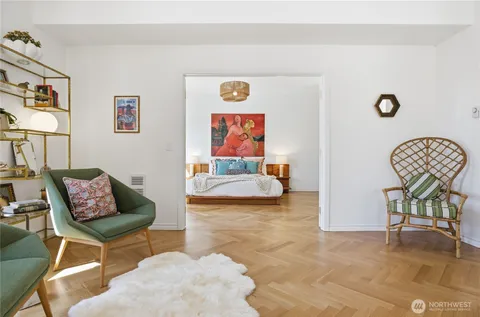 a living room with furniture and a couch