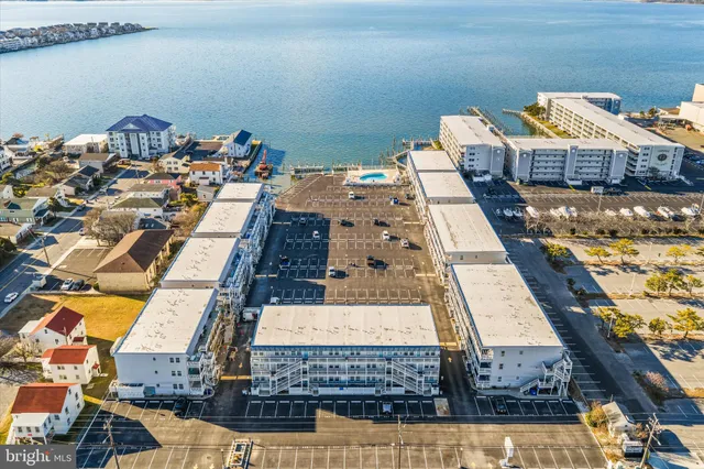 a front view of a building with outdoor space