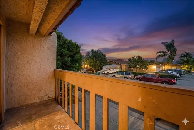 a balcony with street view