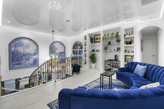 a living room with furniture