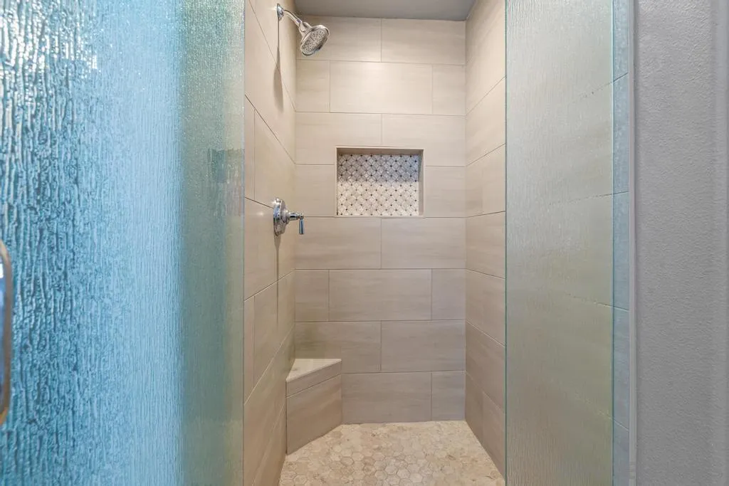 1253 Sunset Heights Road Escondido, CA 92026 - Photo 16 of 30 a bathroom with a glass shower door