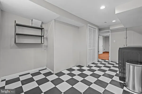 a black and white checkered floor