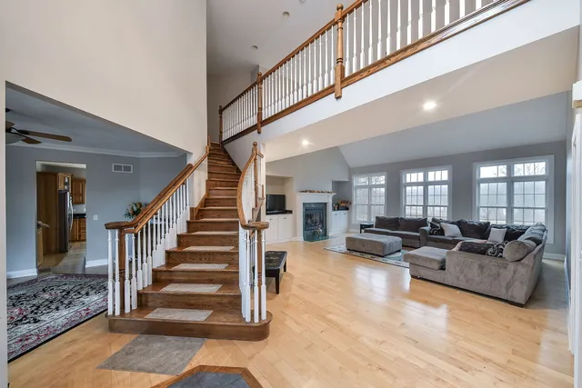 a living room with furniture or stairs and a couch
