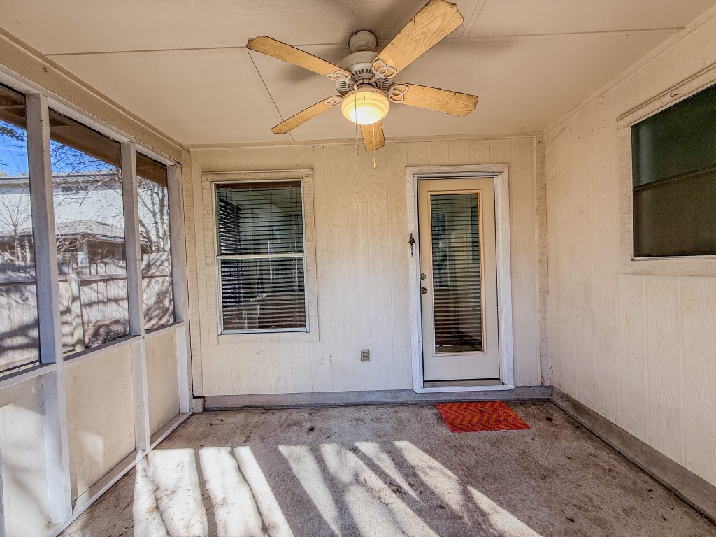 11101 Franklins Tale Loop Austin, TX 78748 - Photo 10 of 39 Doorway to property featuring ceiling fan and a patio