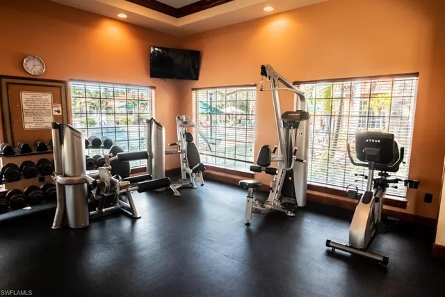 a view of a room with gym equipment