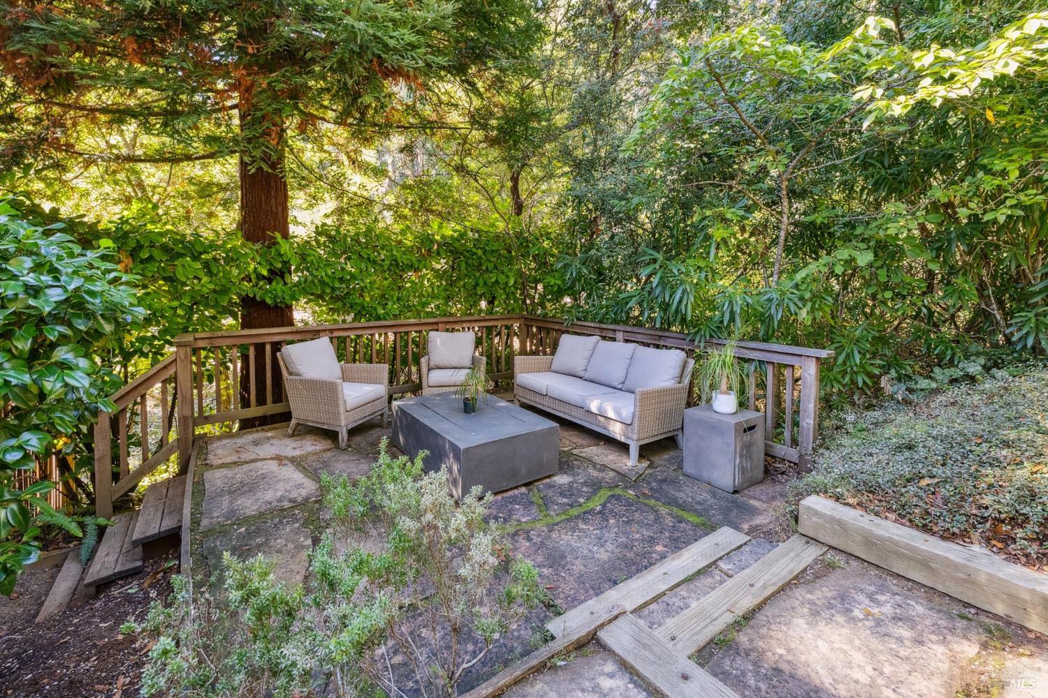 529 Alta Way Mill Valley, CA 94941 - Photo 23 of 58 a view of a backyard with sitting area