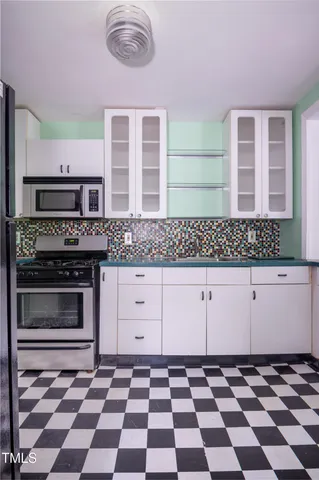 a view of a room that has a window in it