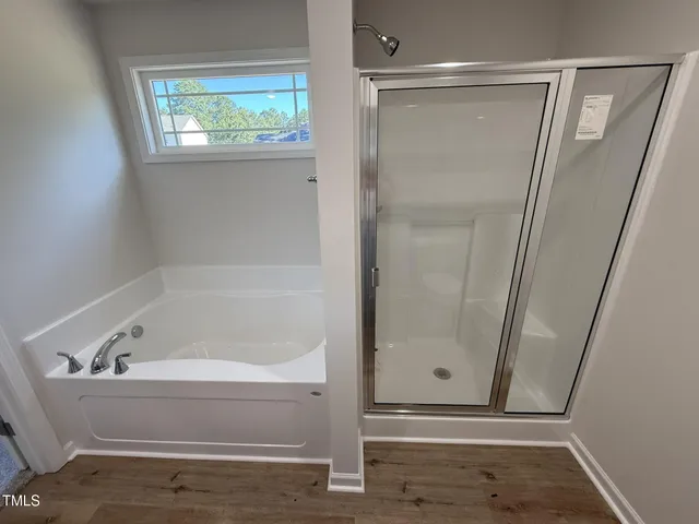 a bathroom with a bathtub