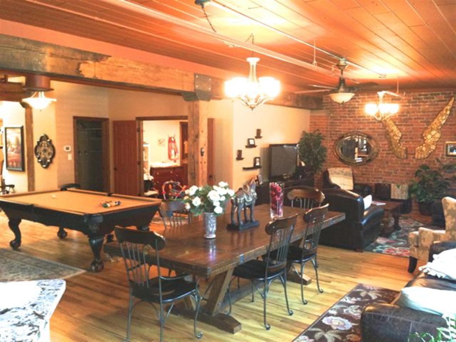 Great "loft" feeling w privacy of finished double-door master and 2nd bedroom, 3rd bdrm/office, 2nd bthrm,   roof study/sunrm