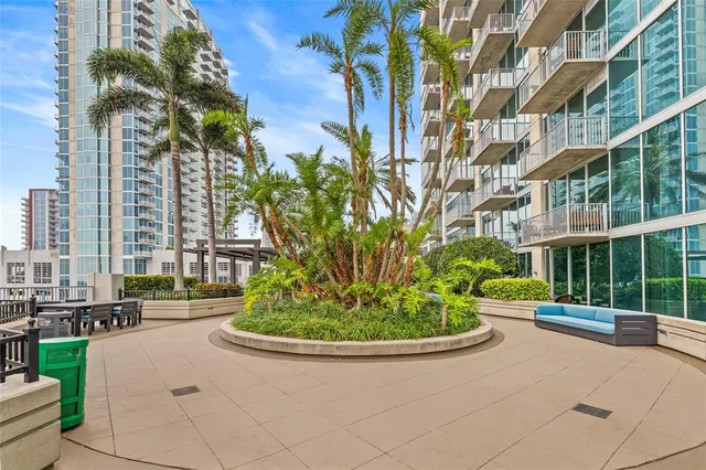 a view of a terrace with sitting area