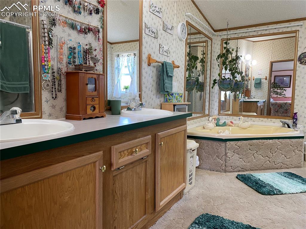 3955 South Meridian Road Colorado Springs, CO 80929 - Photo 14 of 39 a bathroom with a sink double vanity and a mirror