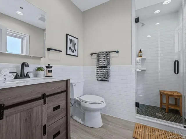 a view of a wooden roof deck