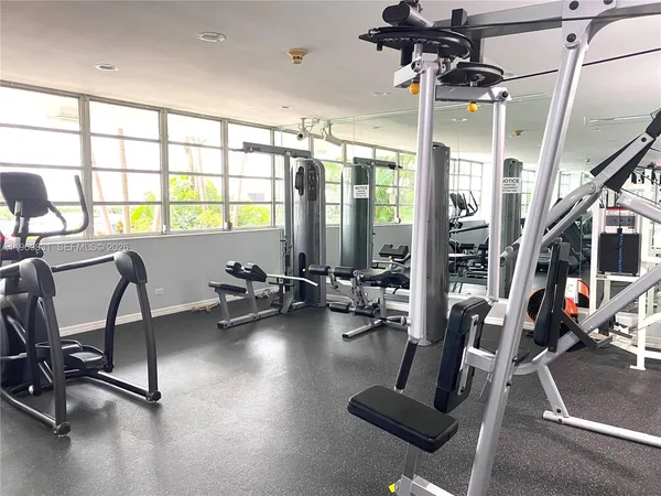 a view of a room with gym equipment