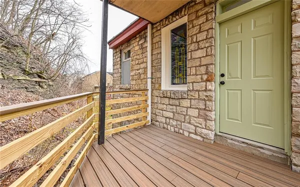 a view of wooden balcony