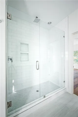 a bathroom with a shower