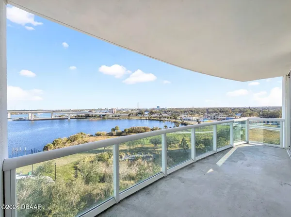 a view of a city from a balcony