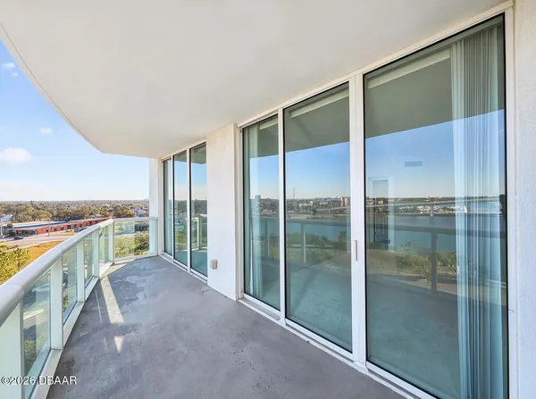 a view of ocean from a balcony