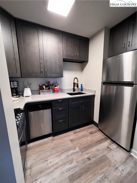 301 Pinnacle Inn Road, Unit 4116 Beech Mountain, NC 28604 - Photo 7 of 16 a kitchen with a refrigerator sink and cabinets